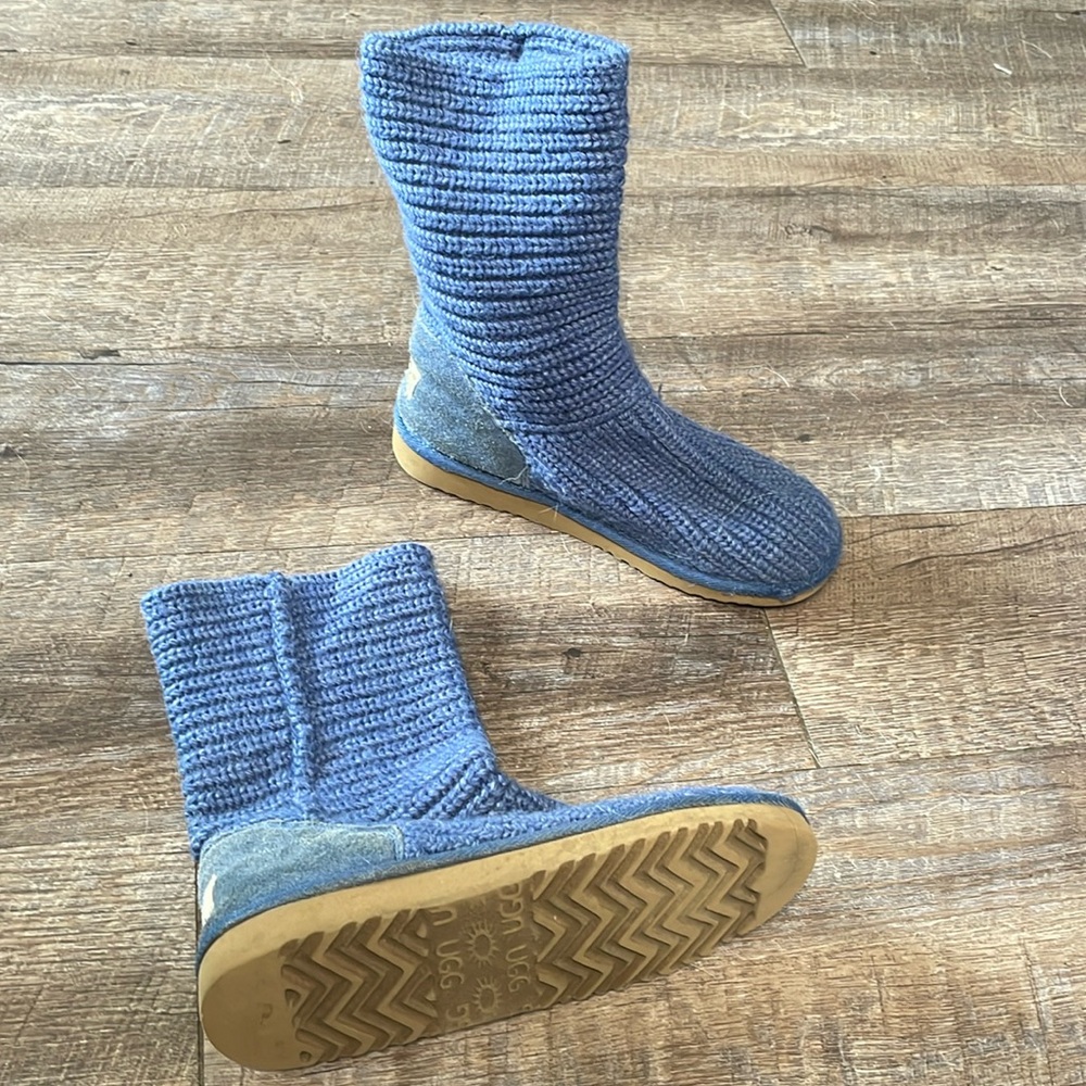 UGG Australia Cardy Knit Sweater Slip On Boots Blue